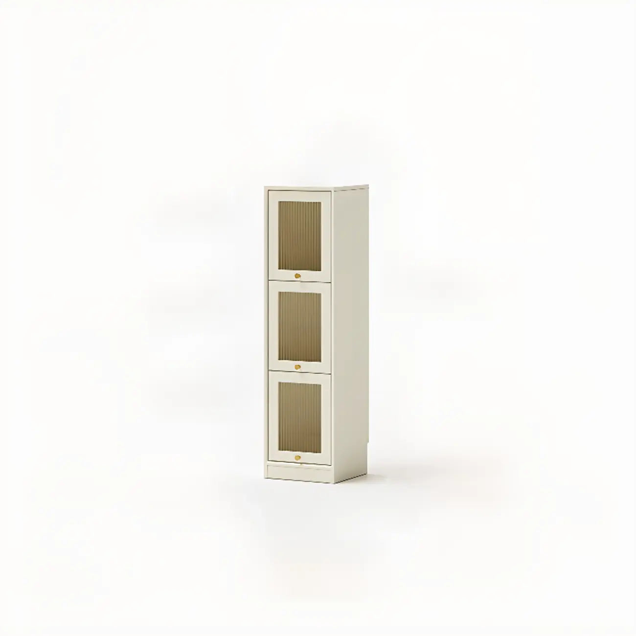 Bibliothèque verticale en bois de cerisier avec portes vitrées