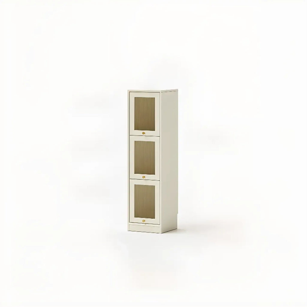 Bibliothèque verticale en bois de cerisier avec portes vitrées