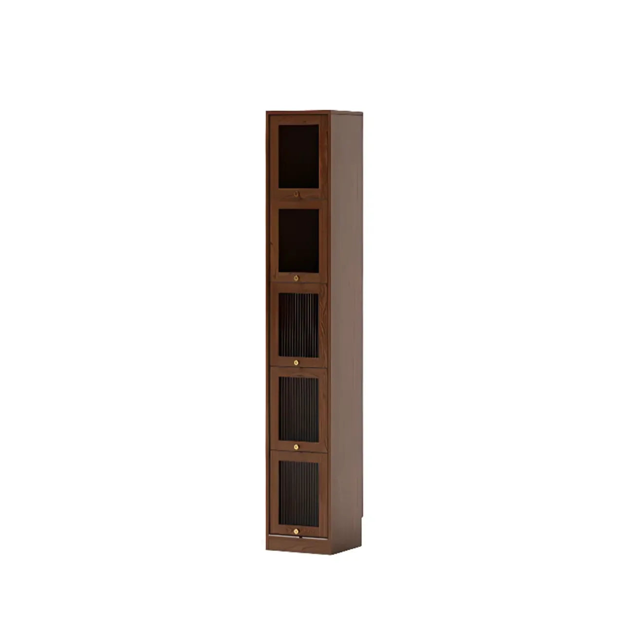 Bibliothèque verticale en bois de cerisier avec portes vitrées