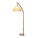 Lampadaire moderne en tissu avec dôme et arc en métal, à brancher, pour salon