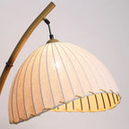 Lampadaire moderne en tissu avec dôme et arc en métal, à brancher, pour salon