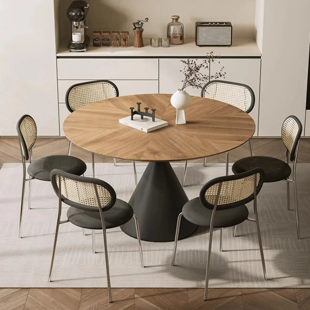 Table de salle à manger scandinave en bois brun et acier