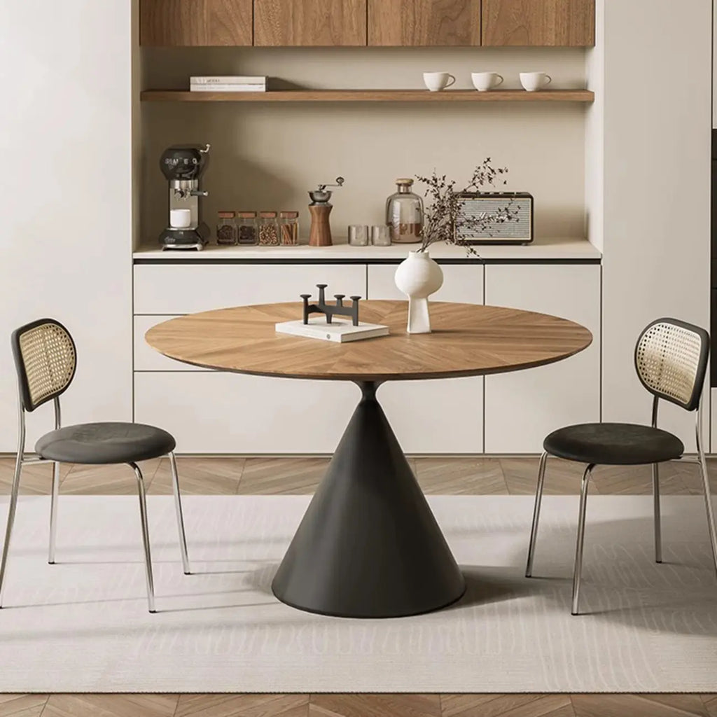 Table de salle à manger scandinave en bois brun et acier