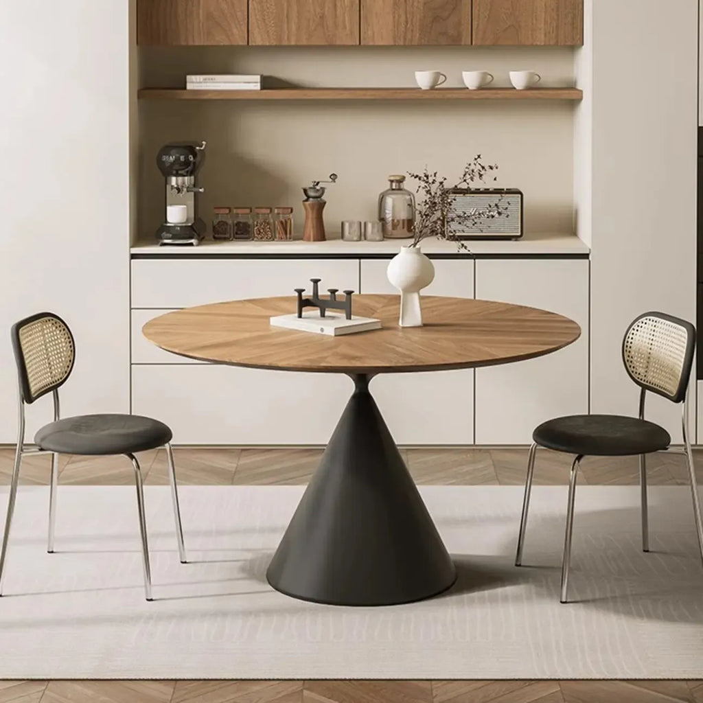 Table de salle à manger scandinave en bois brun et acier