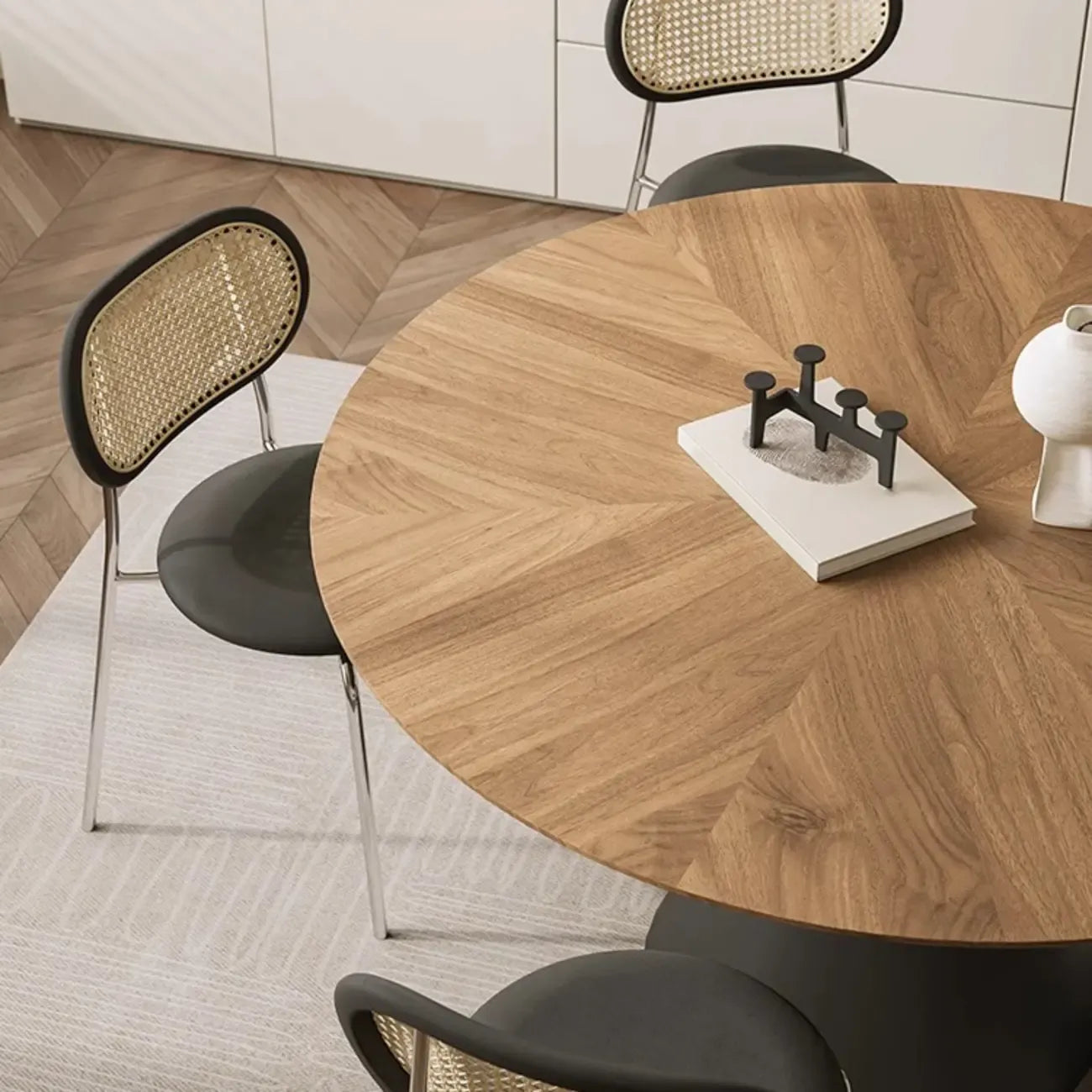 Table de salle à manger scandinave en bois brun et acier