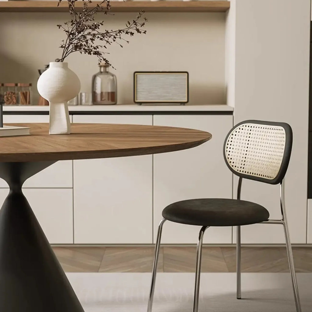Table de salle à manger scandinave en bois brun et acier
