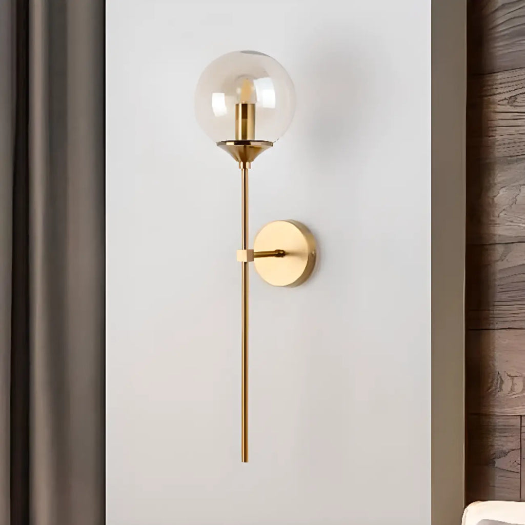 Applique murale moderne en métal avec globe en verre gris