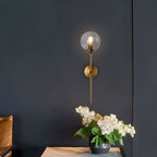 Applique murale moderne en métal avec globe en verre gris