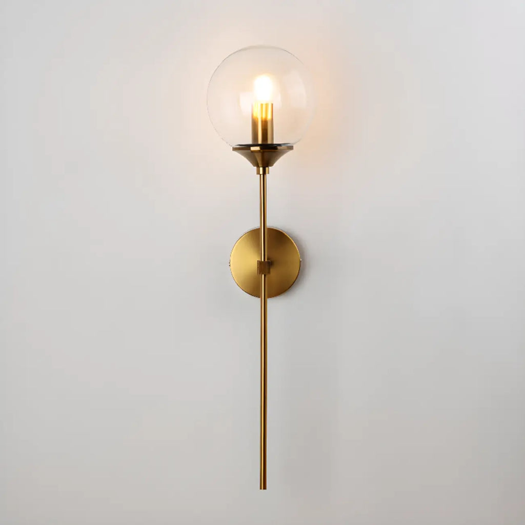 Applique murale moderne en métal avec globe en verre gris