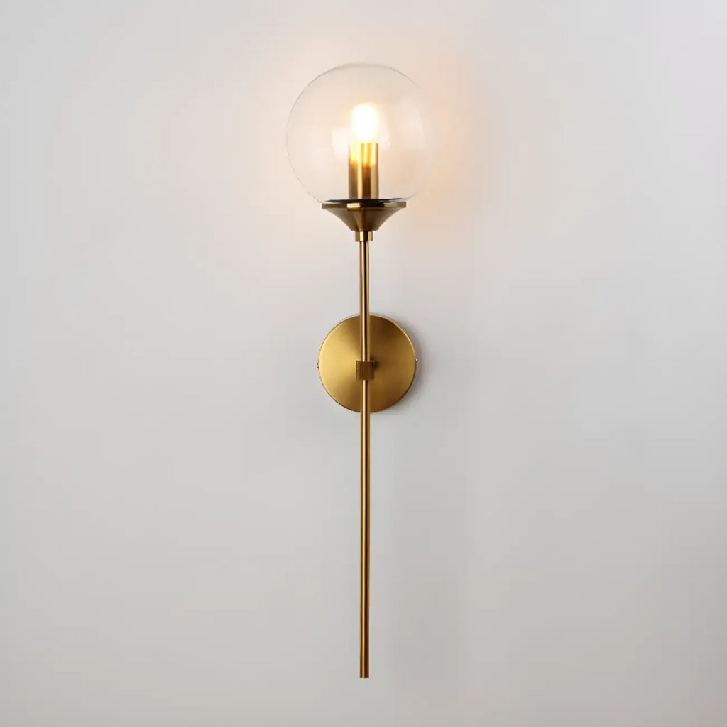 Applique murale moderne en métal avec globe en verre gris