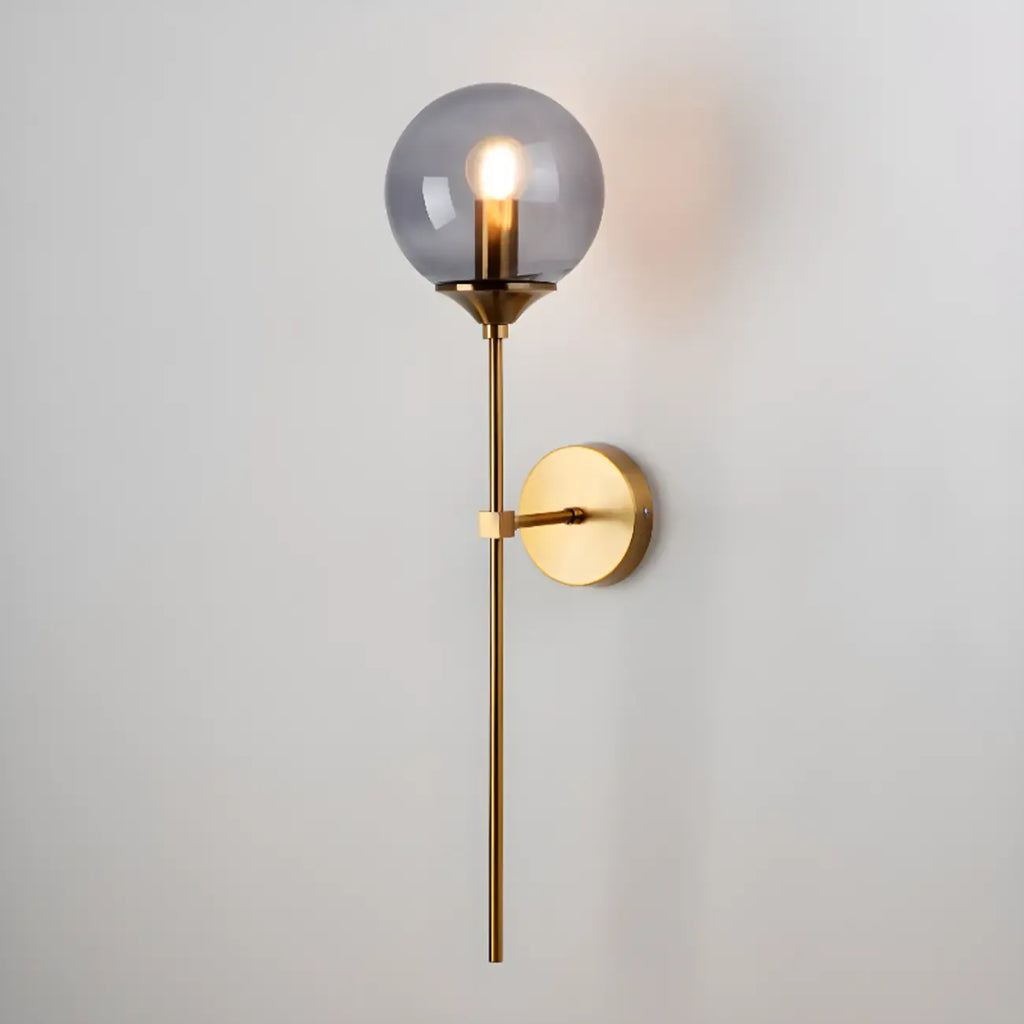 Applique murale moderne en métal avec globe en verre gris