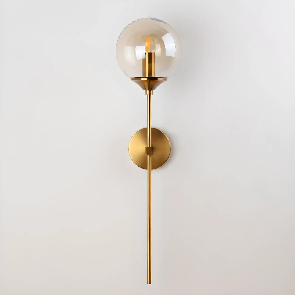Applique murale moderne en métal avec globe en verre gris