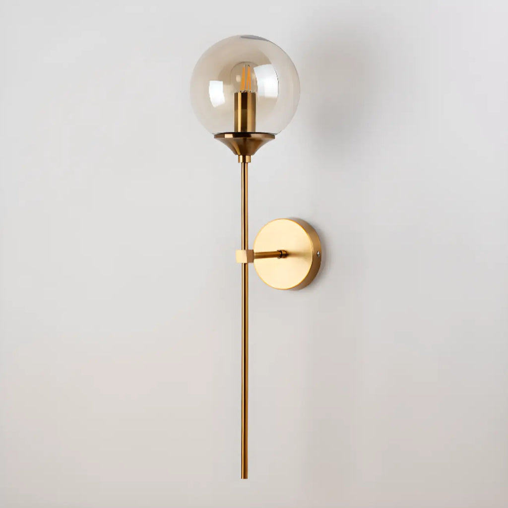 Applique murale moderne en métal avec globe en verre gris