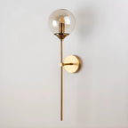 Applique murale moderne en métal avec globe en verre gris