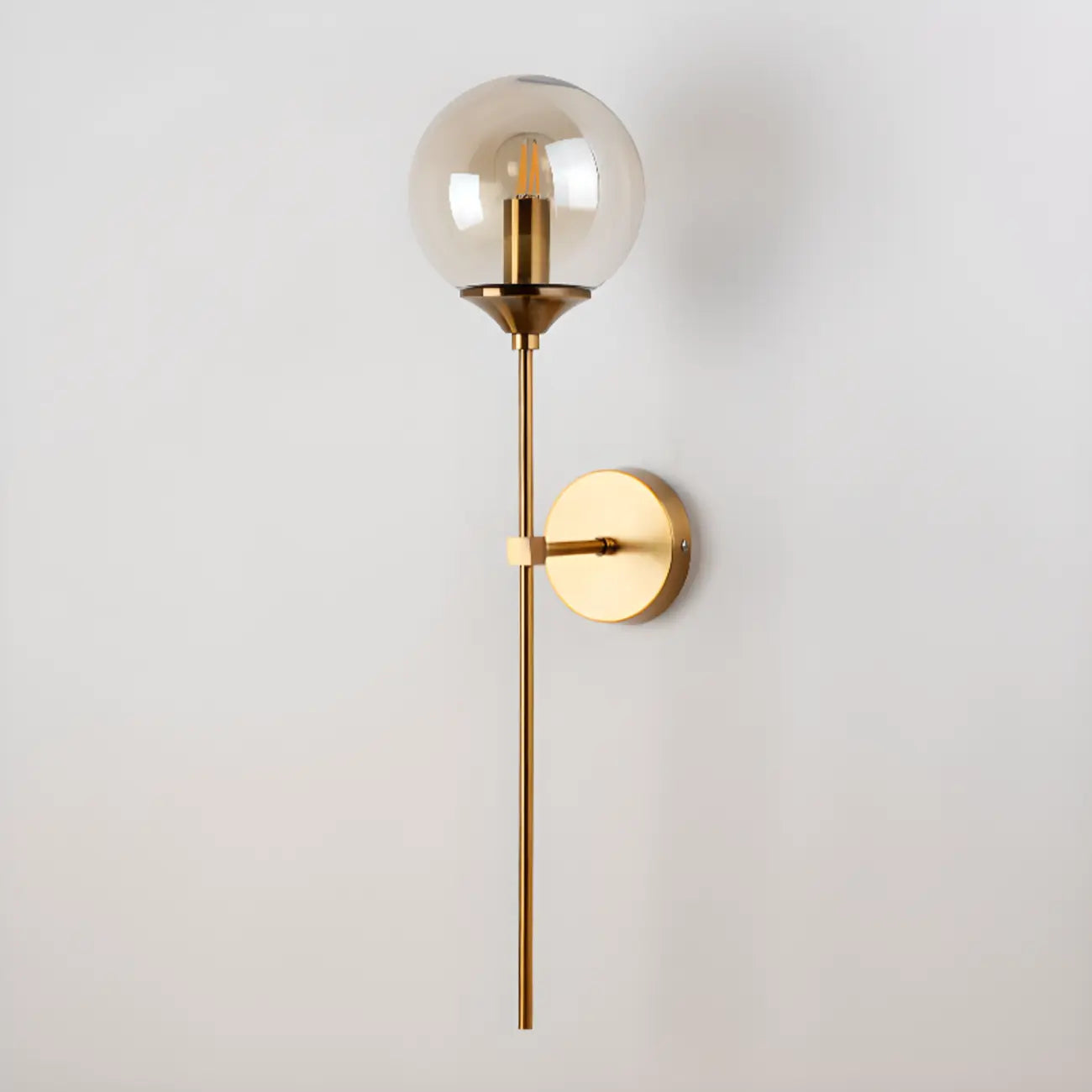 Applique murale moderne en métal avec globe en verre gris