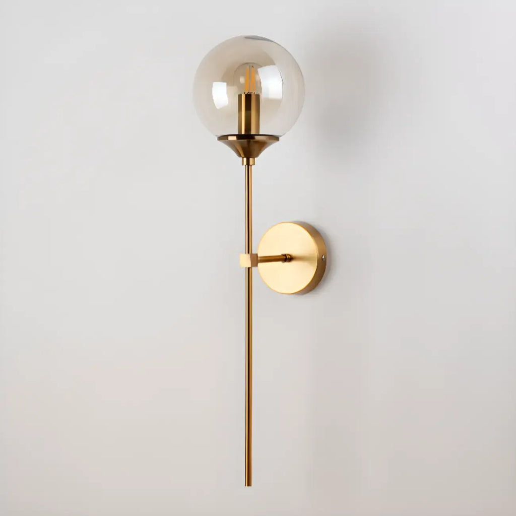 Applique murale moderne en métal avec globe en verre gris