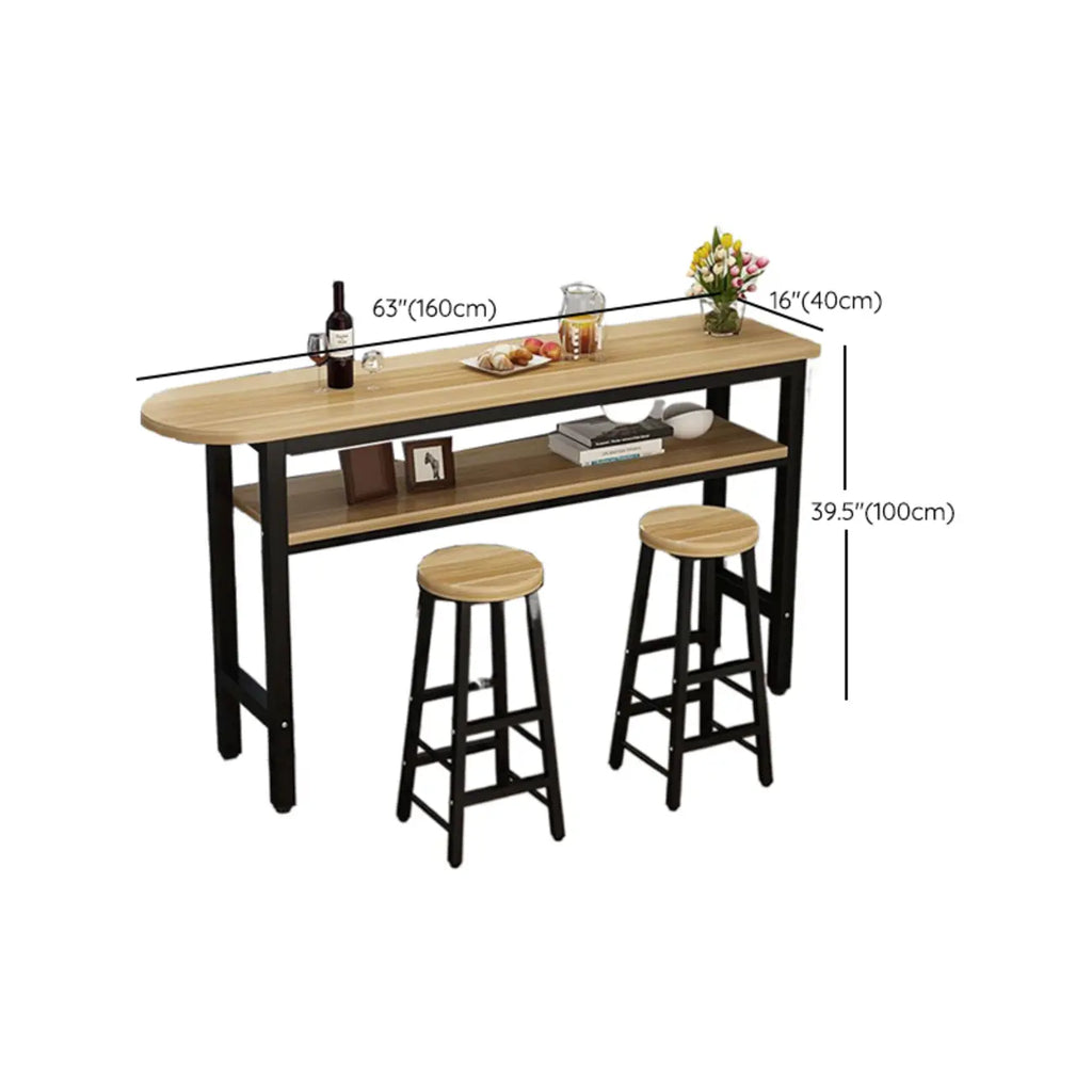 Tables de bar à plateau fixe en bois naturel et métal de forme irrégulière