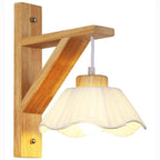 Mini applique murale d'intérieur avec abat-jour en tissu et cadre en bois