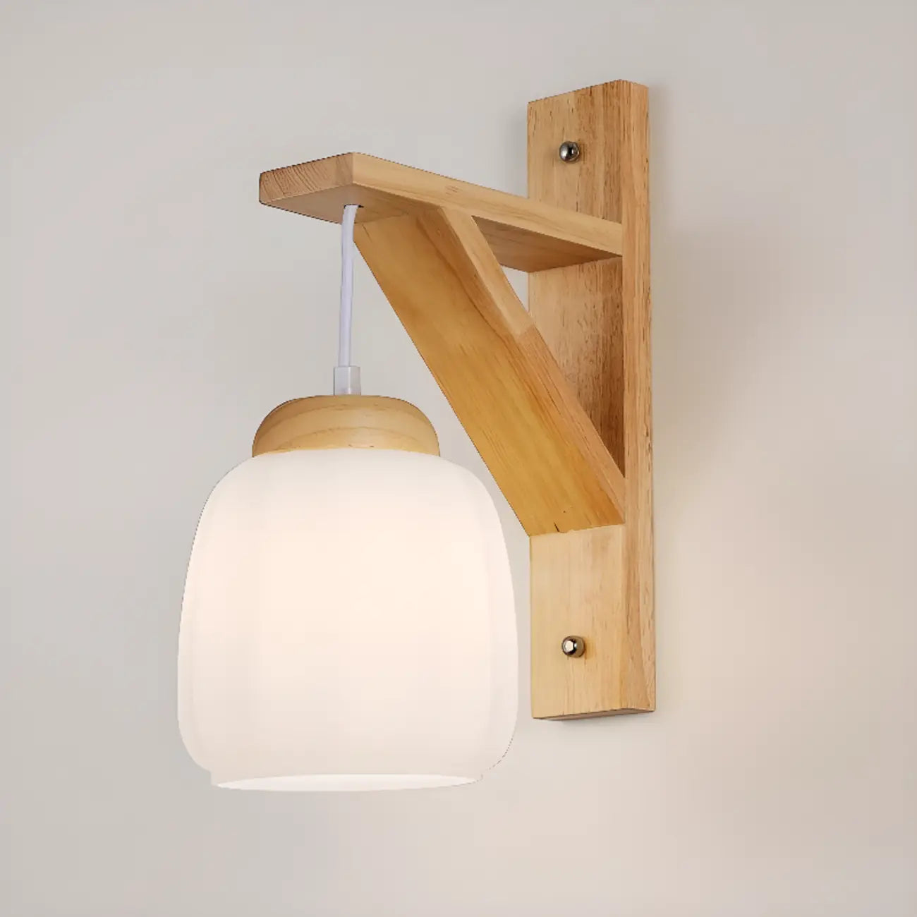 Mini applique murale d'intérieur avec abat-jour en tissu et cadre en bois