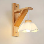 Mini applique murale d'intérieur avec abat-jour en tissu et cadre en bois