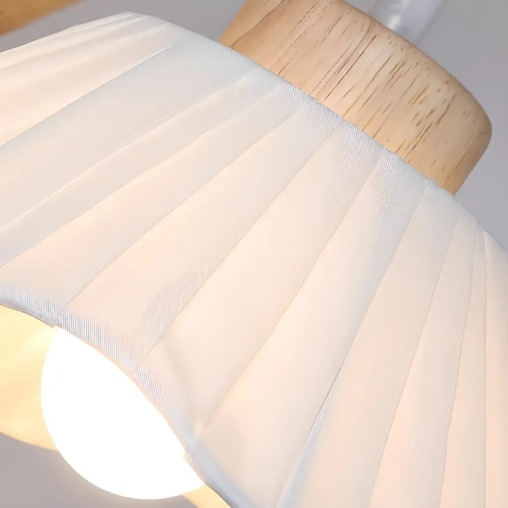 Mini applique murale d'intérieur avec abat-jour en tissu et cadre en bois