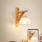 Mini applique murale d'intérieur avec abat-jour en tissu et cadre en bois