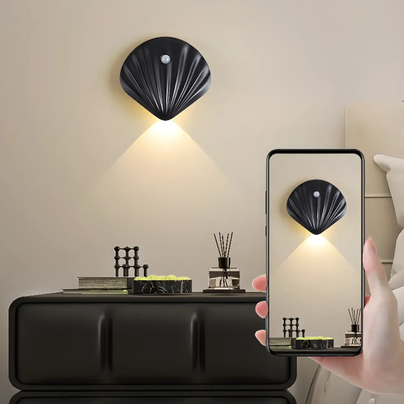 Applique murale LED rechargeable minimaliste en forme de coquillage