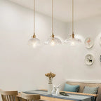 Lampadario moderno a sospensione dorato a 3 luci in vetro per cucina
