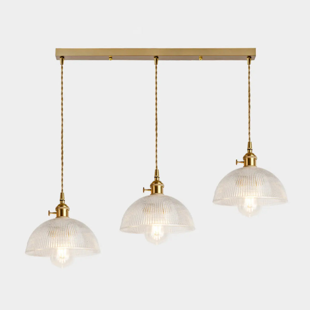 Lampadario moderno a sospensione dorato a 3 luci in vetro per cucina