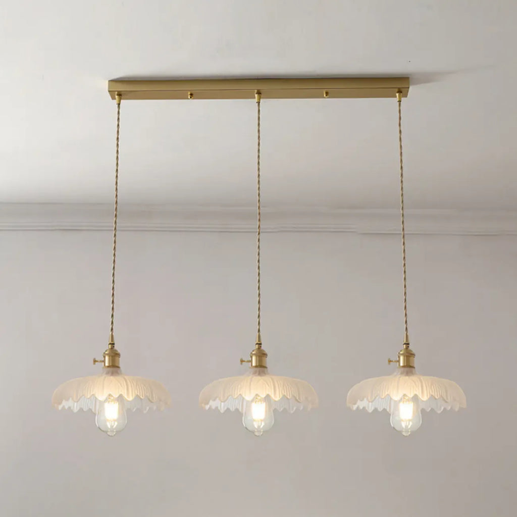 Lampadario moderno a sospensione dorato a 3 luci in vetro per cucina
