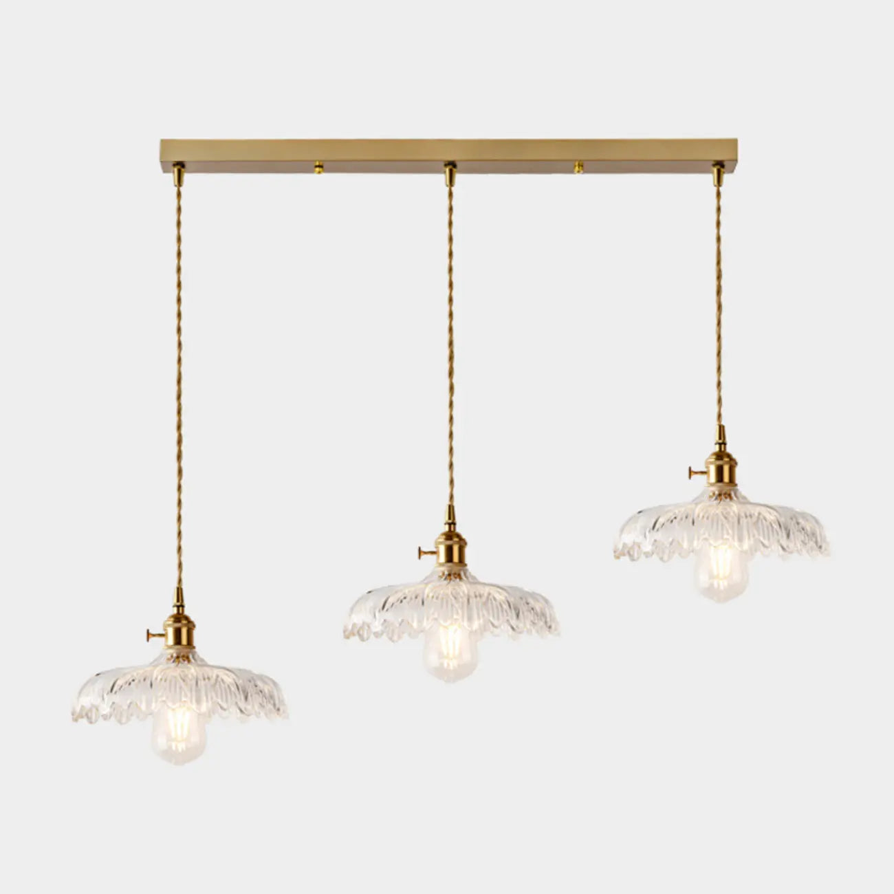 Lampadario moderno a sospensione dorato a 3 luci in vetro per cucina