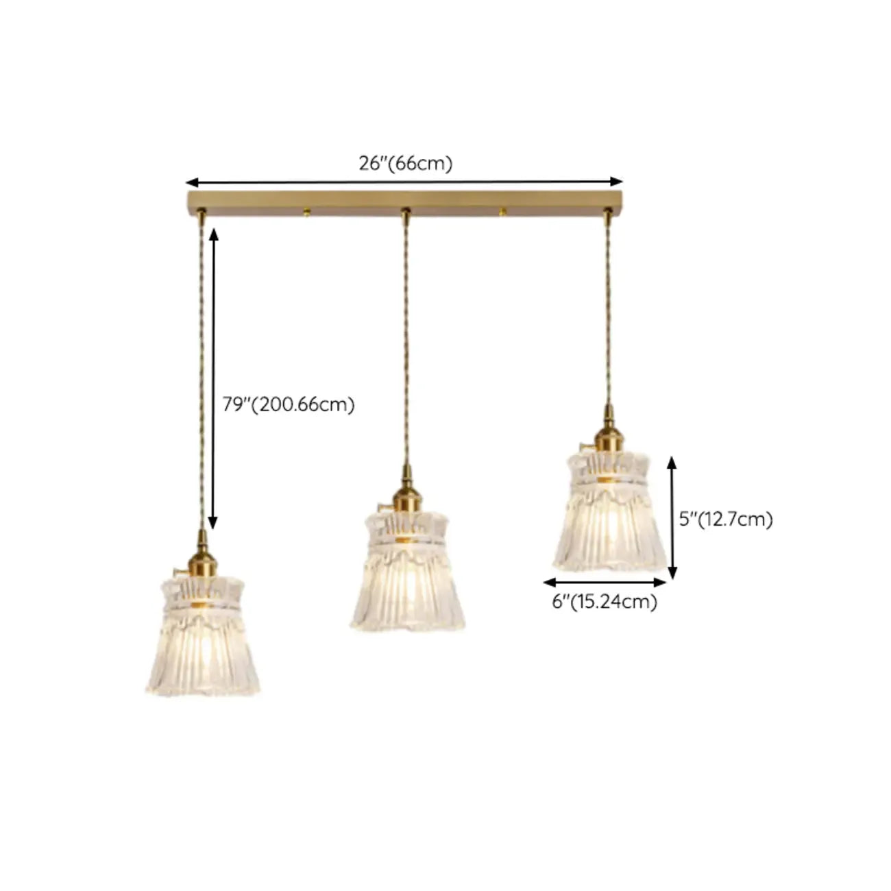 Lampadario moderno a sospensione dorato a 3 luci in vetro per cucina