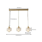 Lampadario moderno a sospensione dorato a 3 luci in vetro per cucina