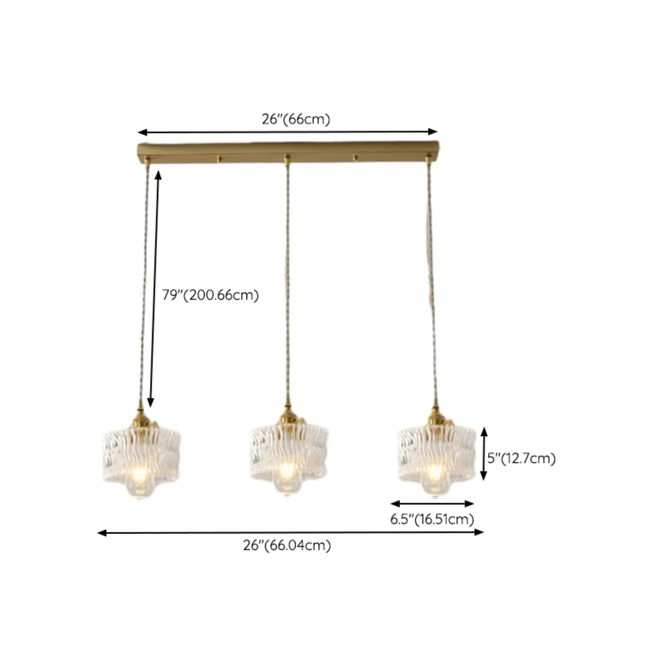 Lampadario moderno a sospensione dorato a 3 luci in vetro per cucina