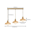 Lampadario moderno a sospensione dorato a 3 luci in vetro per cucina