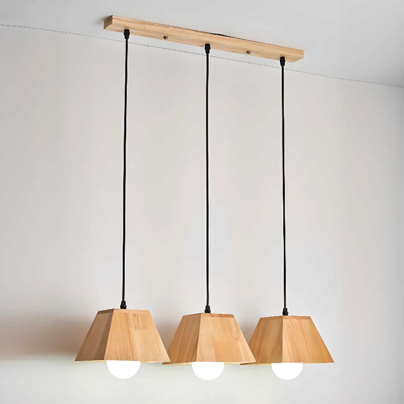 Lampada a sospensione a 3 luci, moderna, in legno, per isola cucina