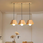 Lampada a sospensione a 3 luci, moderna, in legno, per isola cucina