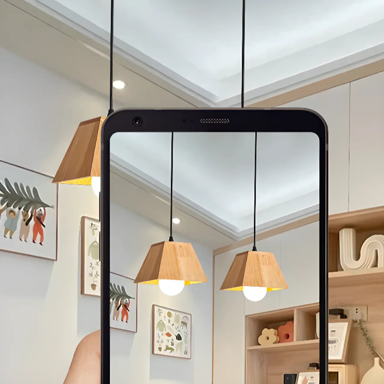Lampada a sospensione a 3 luci, moderna, in legno, per isola cucina