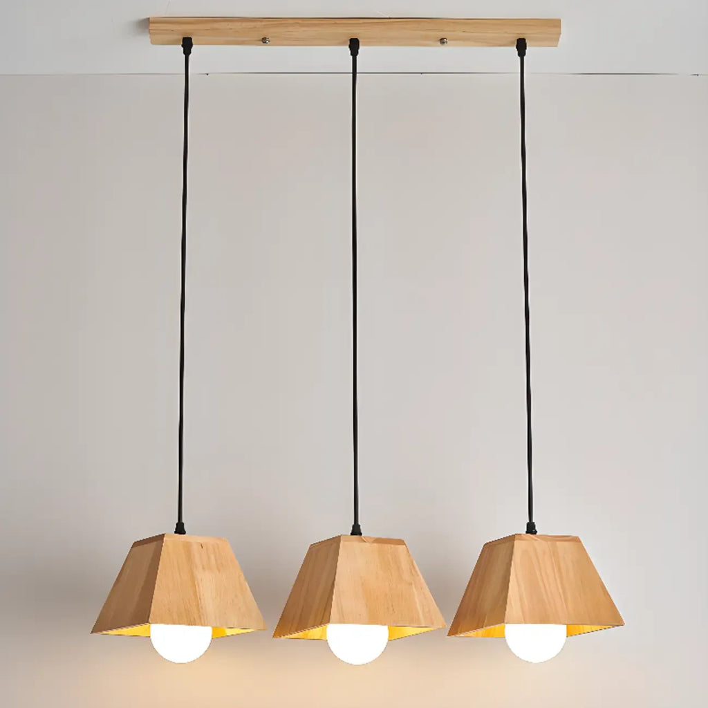 Lampada a sospensione a 3 luci, moderna, in legno, per isola cucina
