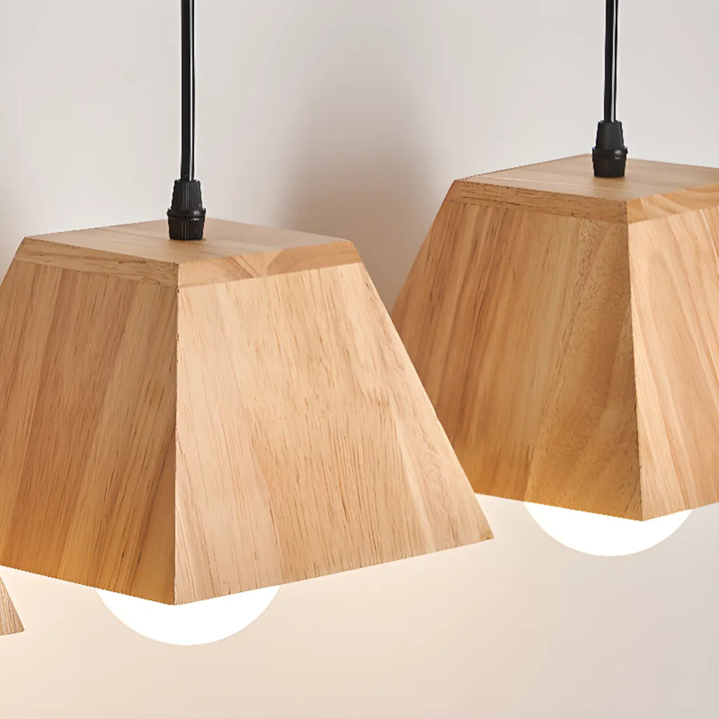 Lampada a sospensione a 3 luci, moderna, in legno, per isola cucina