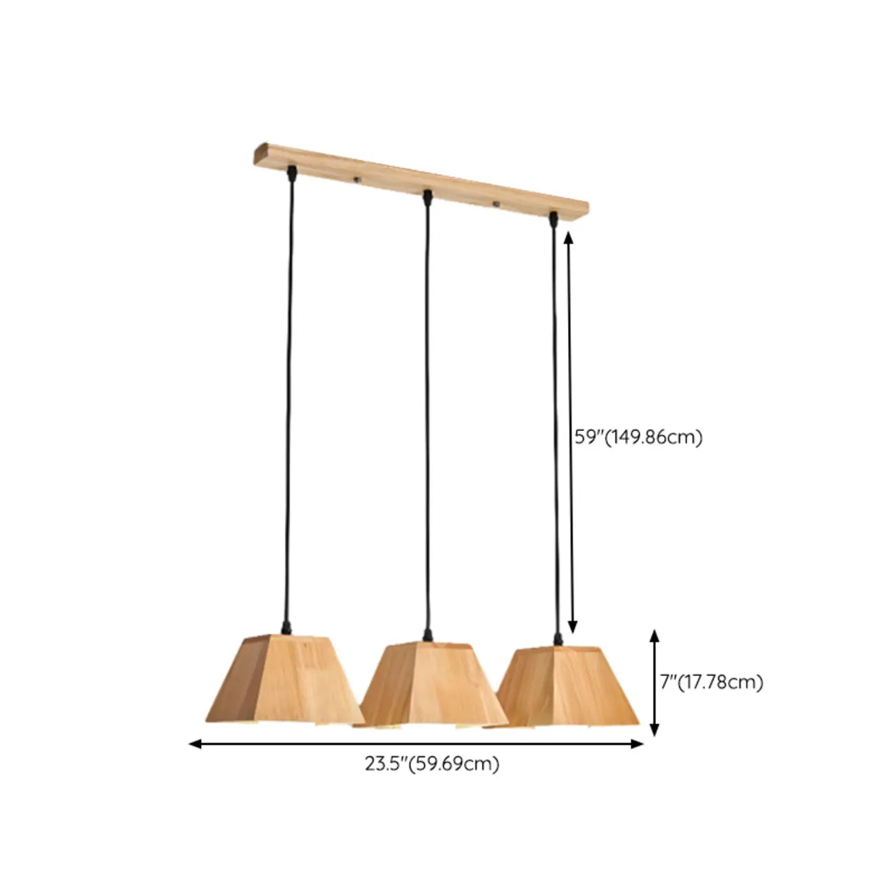 Lampada a sospensione a 3 luci, moderna, in legno, per isola cucina