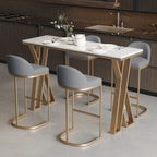 Tables de bar glamour en métal doré avec plateau en faux marbre