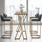 Tables de bar glamour en métal doré avec plateau en faux marbre
