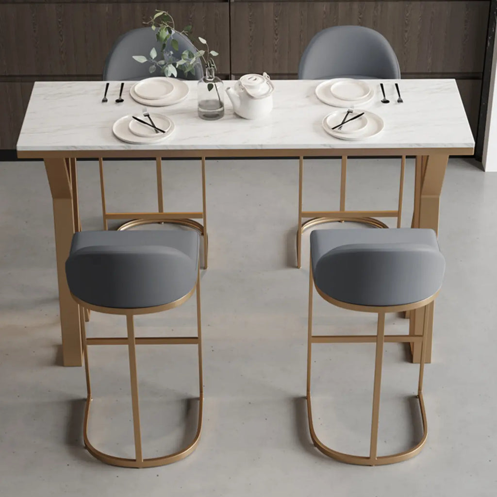 Tables de bar glamour en métal doré avec plateau en faux marbre