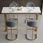 Tables de bar glamour en métal doré avec plateau en faux marbre