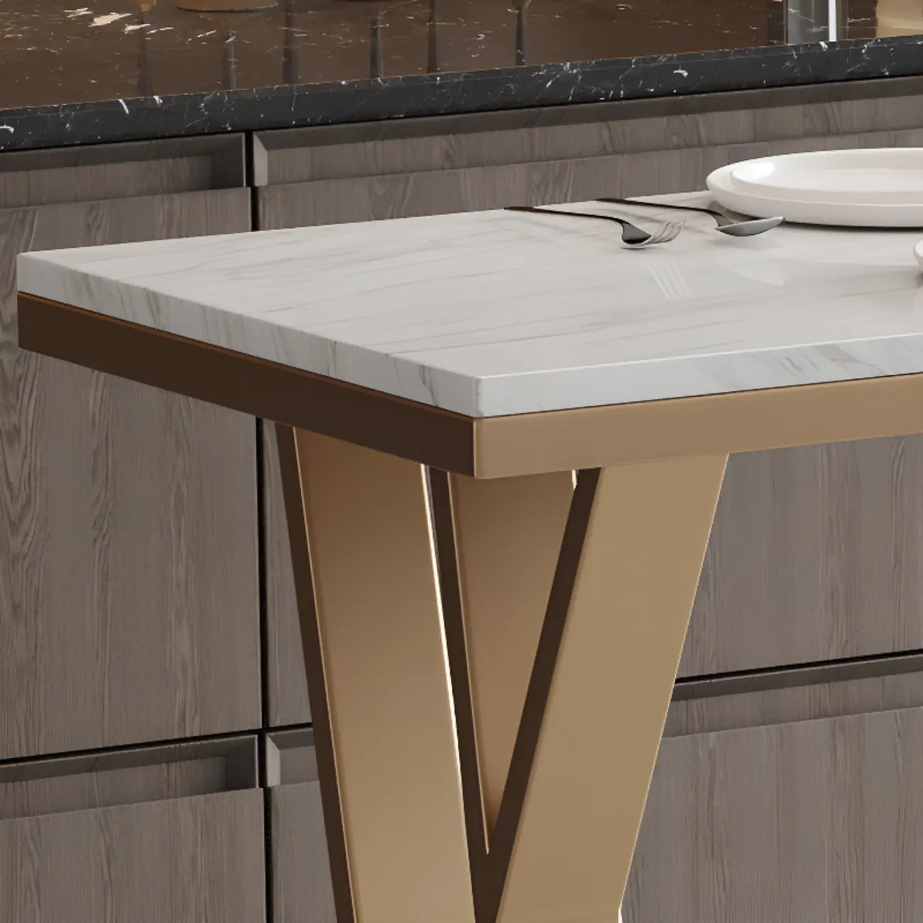 Tables de bar glamour en métal doré avec plateau en faux marbre