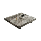 Table basse carrée moderne en pierre frittée beige avec piètement traîneau