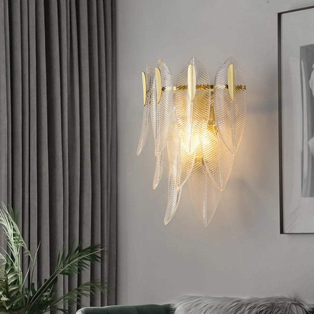 Applique murale moderne à 2 niveaux avec feuilles de verre et LED
