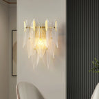 Applique murale moderne à 2 niveaux avec feuilles de verre et LED