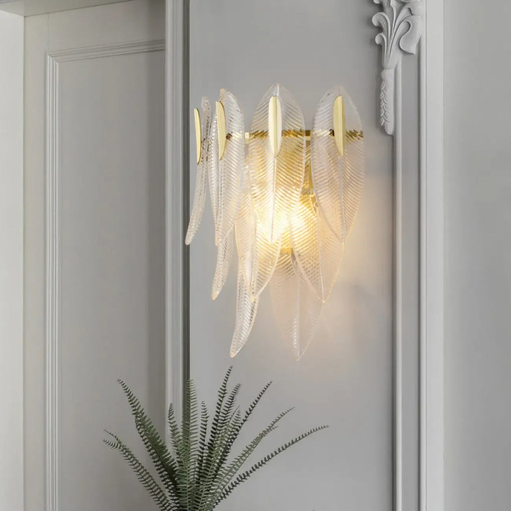 Applique murale moderne à 2 niveaux avec feuilles de verre et LED